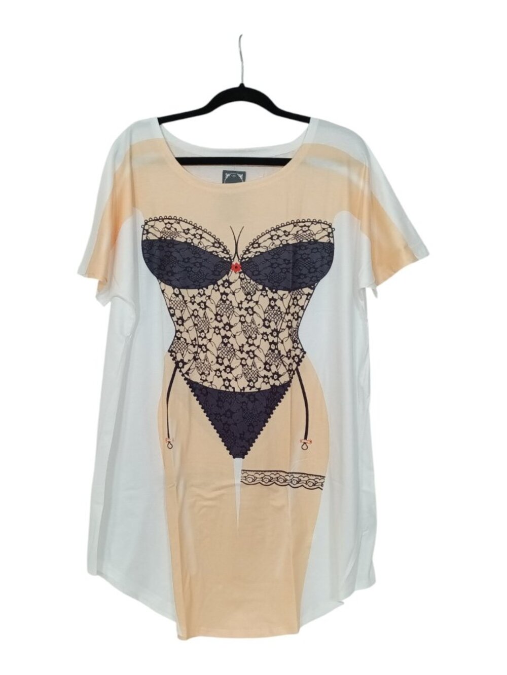 Lingerie Graphic Print Cover Up T-Shirt XL Novelty Loungewear Fun Beach Cover Up